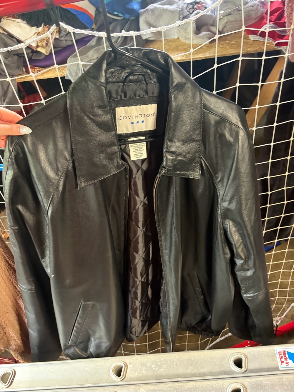 Covington Black Leather Bomber Jacket